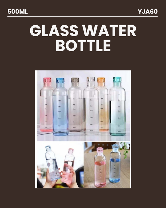 Glass Water Bottle 500ml (COLOUR AT RANDOM) YJA60