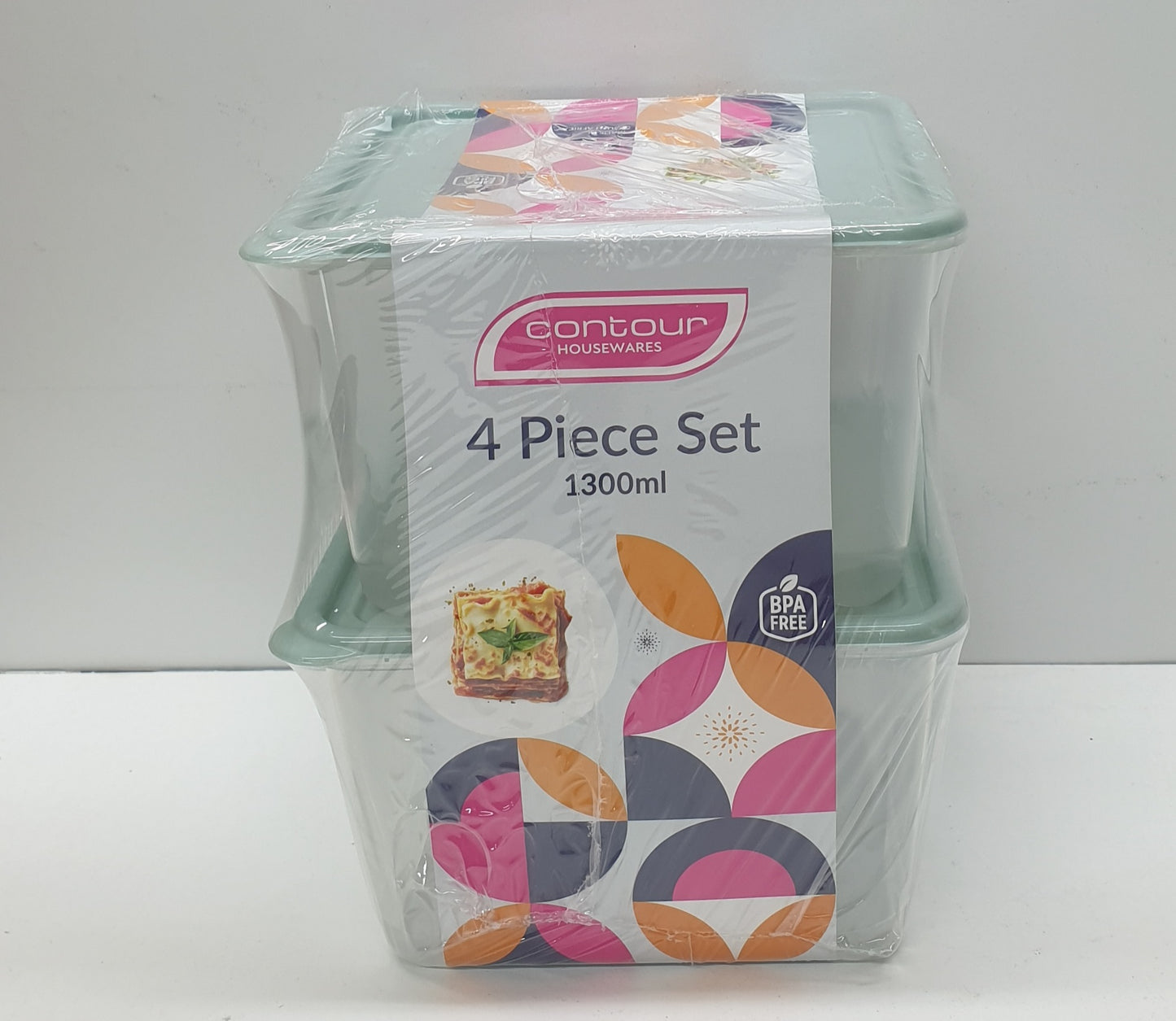 Contour Housewares 4pce Set- 2x1300ml - 8.5(Height)X14.5(Top)x12.5(Base)CH-8799
