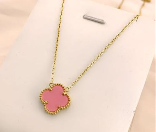 Pink & Gold Clover Necklace PSB003
