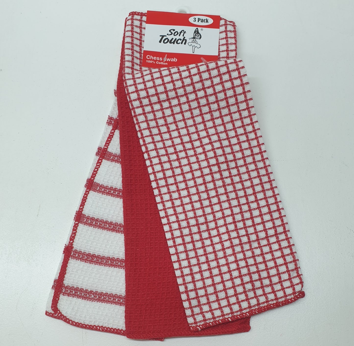 SOFT TOUCH CHESS SWAB 3PCE-0744-100%COTTON 35X35CM