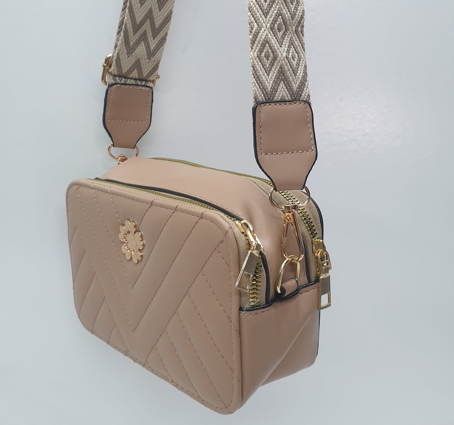 LADIES SLING BAGS - 19X11X7CM -2 ZIP LINES+ 1 COMPARTMENT - GS0001