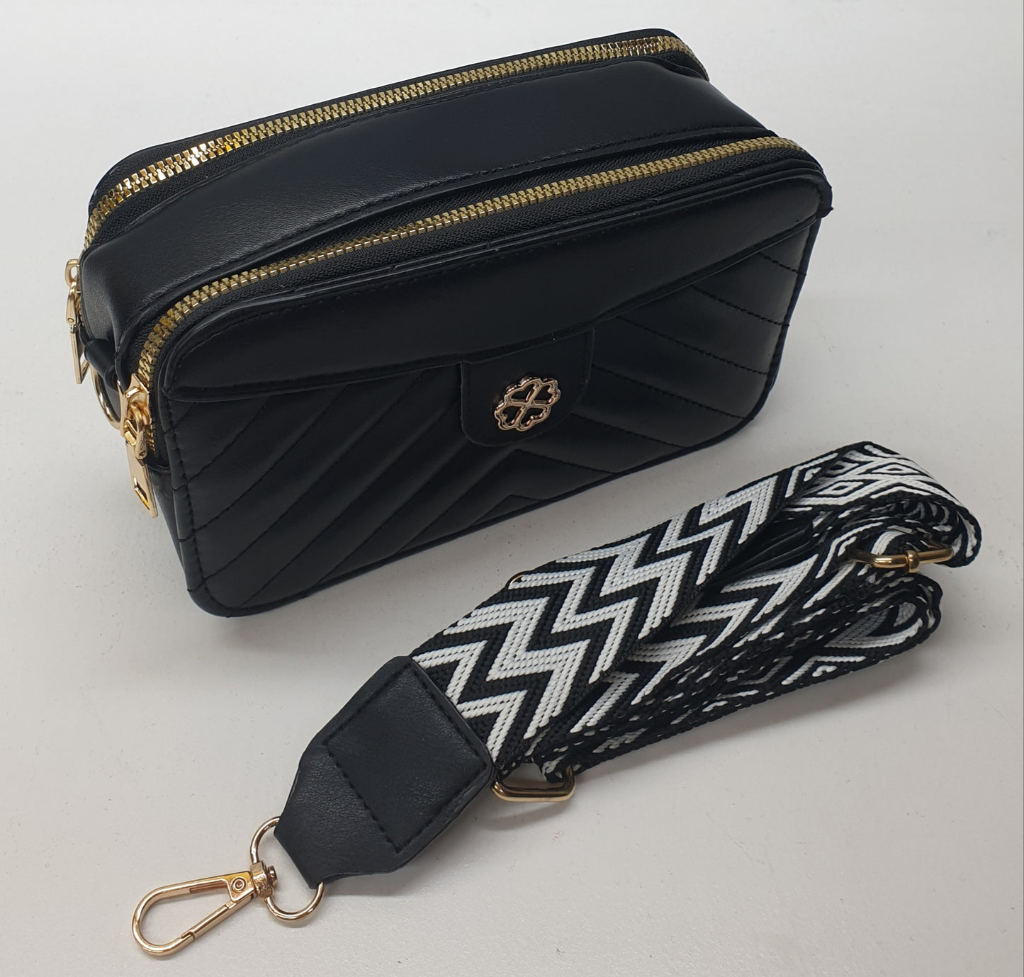 LADIES SLING BAGS - 2XZIP LINES +1 COMPARTMENT - 19X11X7CM - GS0002