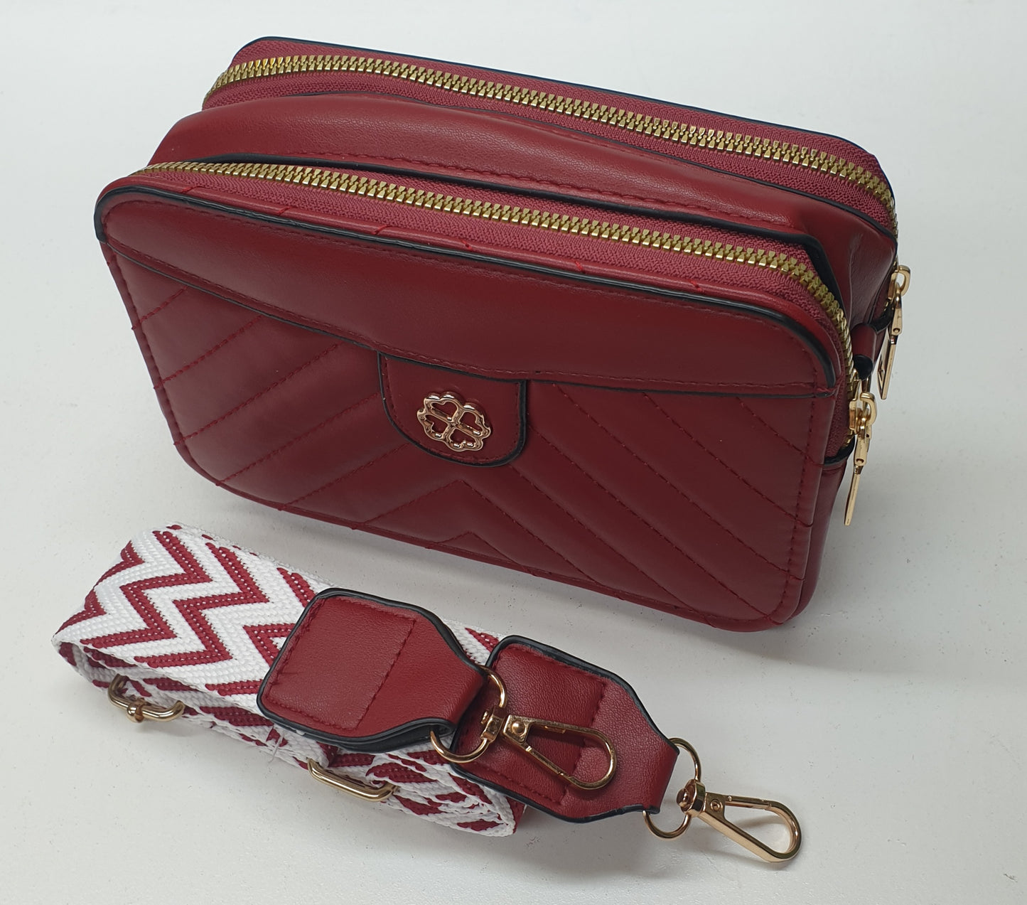 LADIES SLING BAGS - 2XZIP LINES +1 COMPARTMENT - 19X11X7CM - GS0002