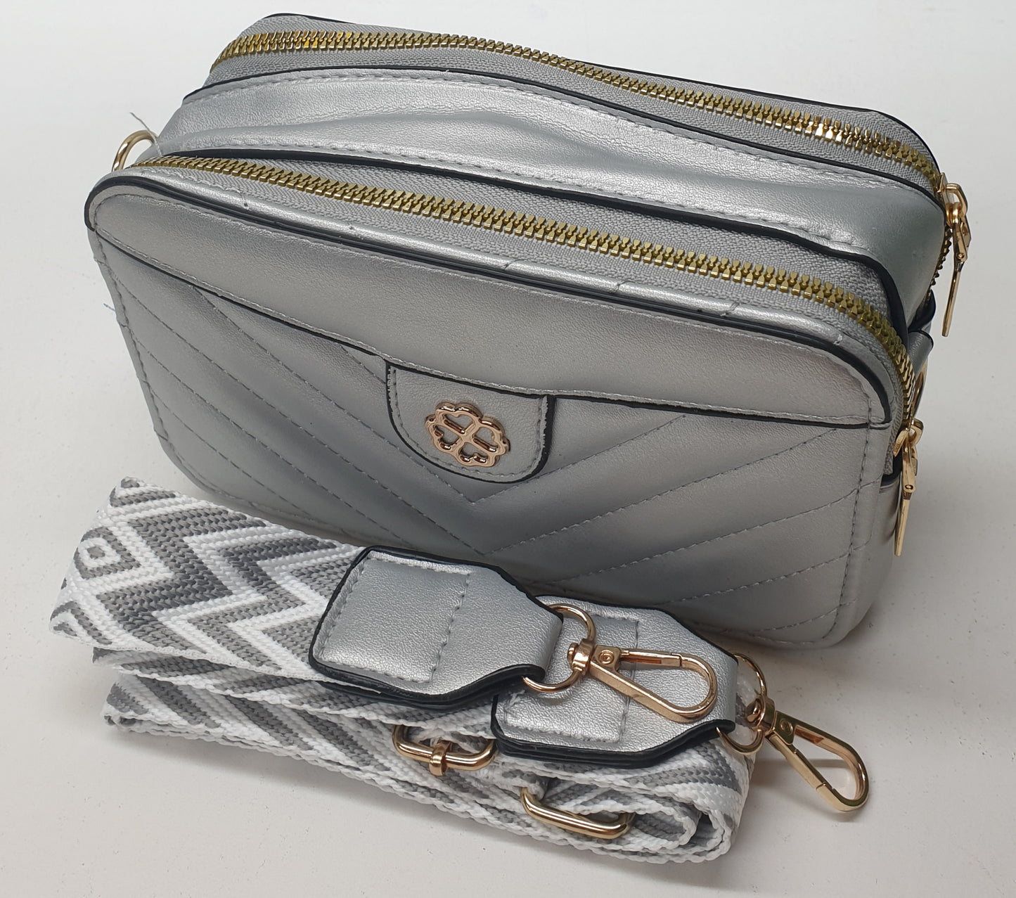 LADIES SLING BAGS - 2XZIP LINES +1 COMPARTMENT - 19X11X7CM - GS0002