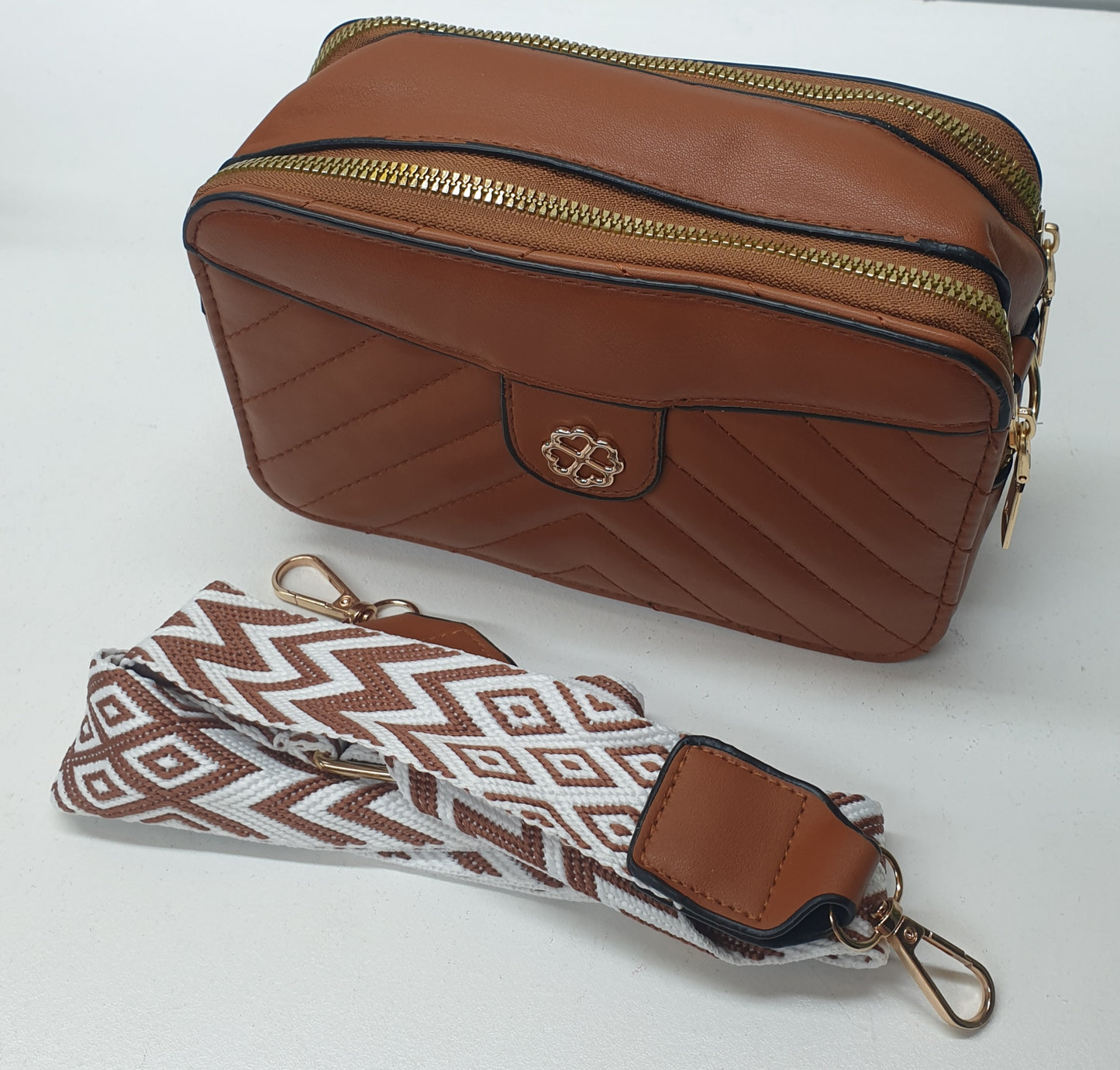 LADIES SLING BAGS - 2XZIP LINES +1 COMPARTMENT - 19X11X7CM - GS0002