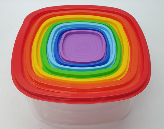 7pc Rainbow Square Containers - CH-1070