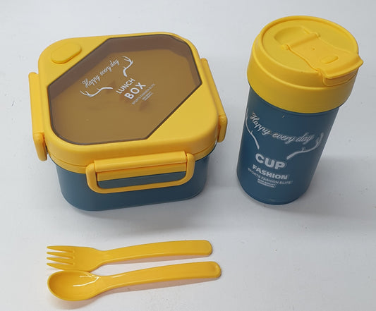 Happy Day Square Lunchbox + Drinking Cup