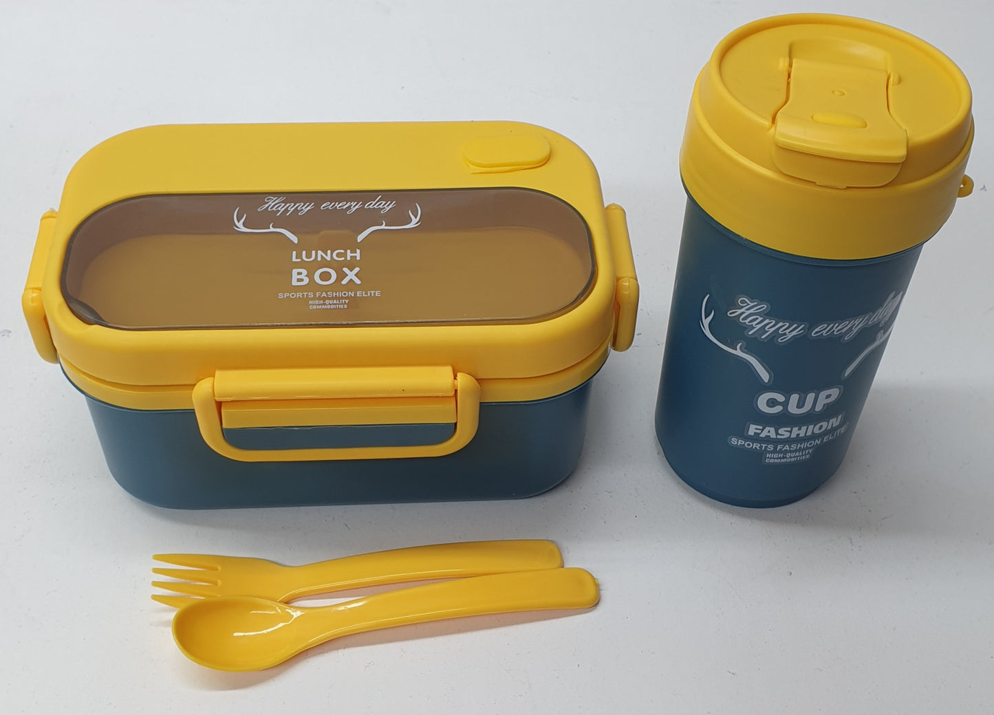 Happy Everyday Rectangular Lunchbox 2Layers+Drinking Cup