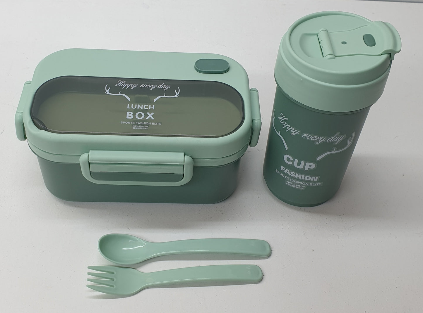 Happy Everyday Rectangular Lunchbox 2Layers+Drinking Cup