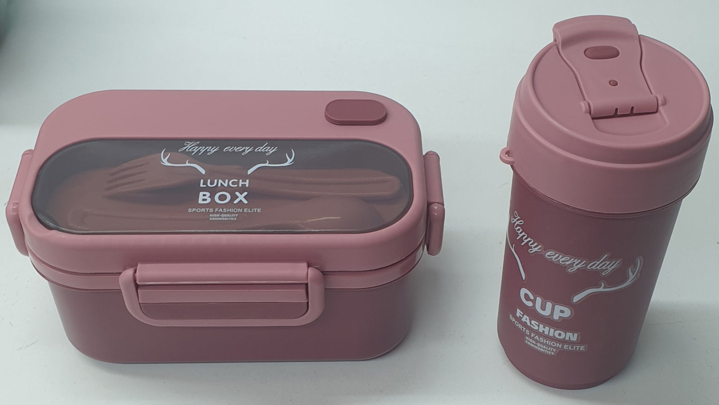 Happy Everyday Rectangular Lunchbox 2Layers+Drinking Cup