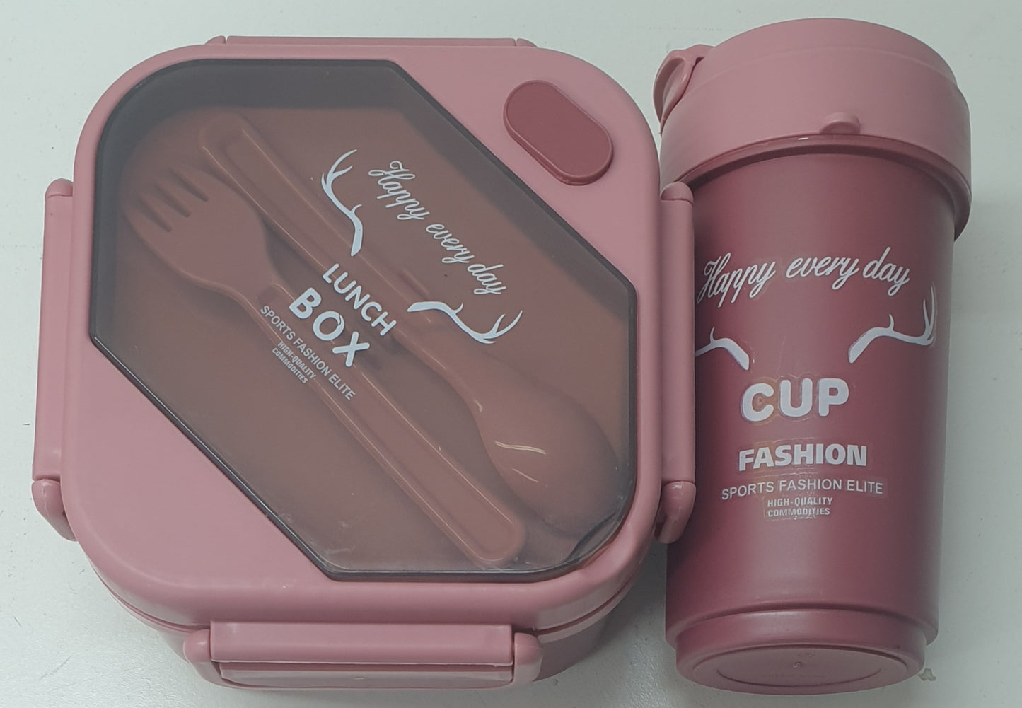 Happy Day Square Lunchbox + Drinking Cup