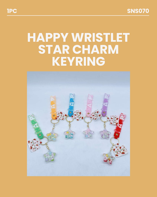 Happy Wristlet Star Charm Keyring SNS070
