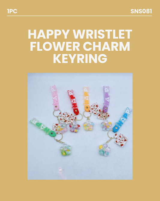 Happy Wristlet Flower Charm Keyring SNS081