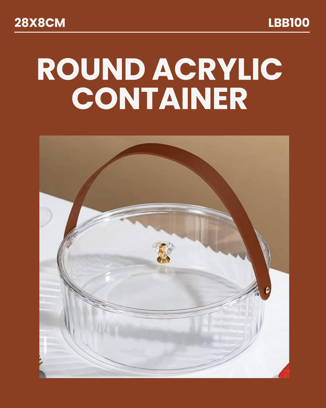 Round Acrylic Container 28x8cm LBB-120