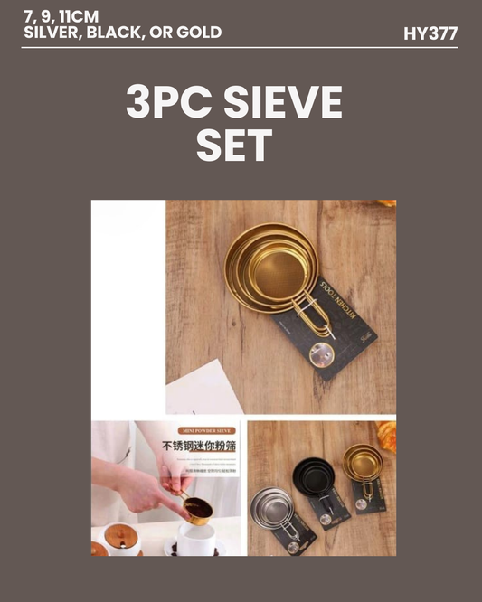 3pc Metal Sieve Set 7,9,11cm HY377