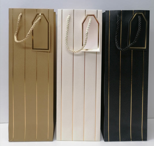 Long Gold Striped Gift Bag MOD-318T 36.5x12x10cm