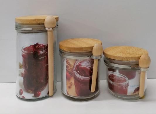 Danny Home Glass Jar With Bamboo Lid  With Spoon 0780 - Metal Ring Rusted