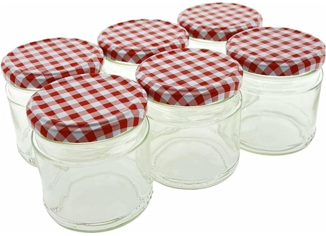 Round Glass Bottle With Red Lid 1200-31 9x6cm