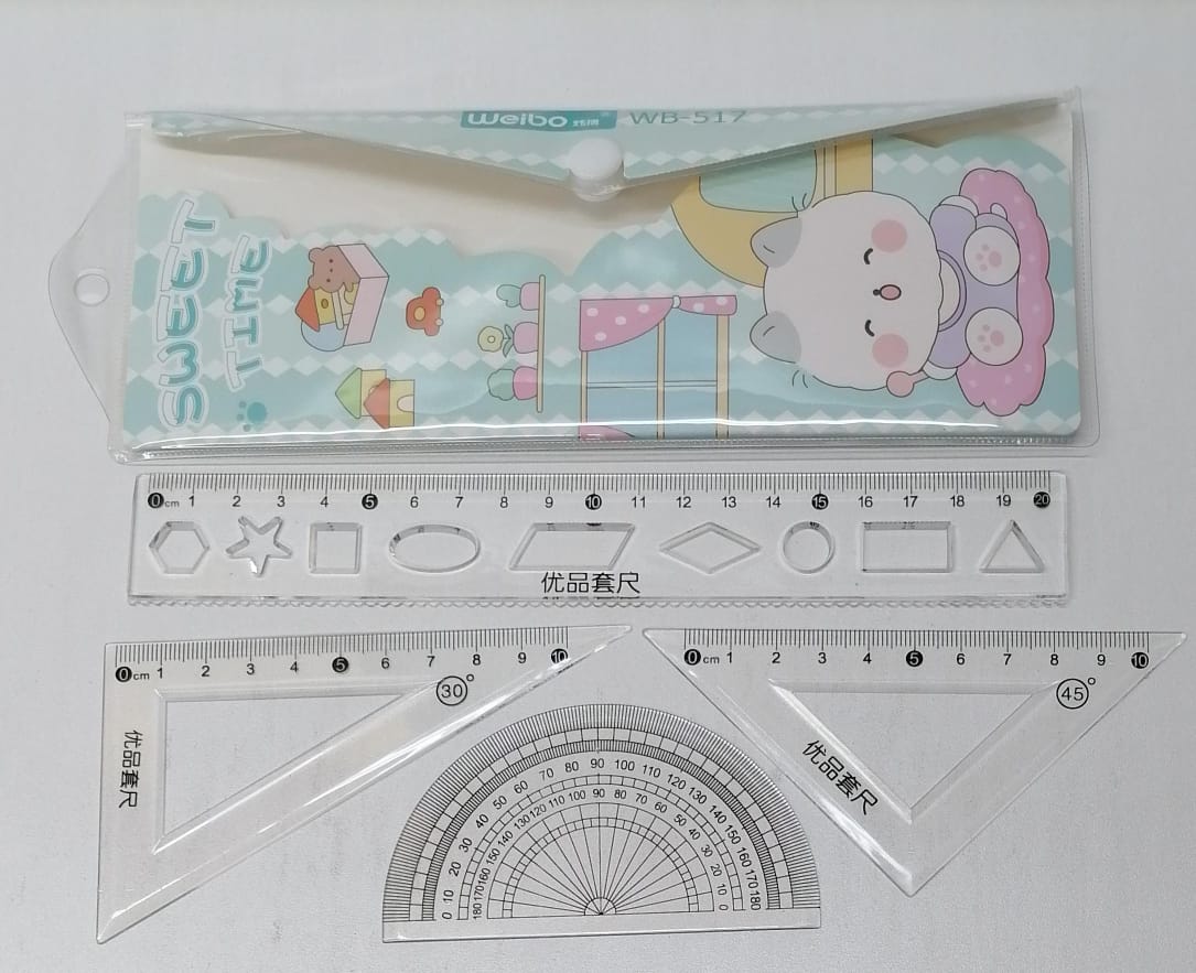 Weibo Stencils & Ruler 4pce Set WB-517