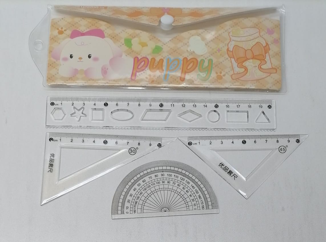 Weibo Stencils & Ruler 4pce "Puppy" Set 201608