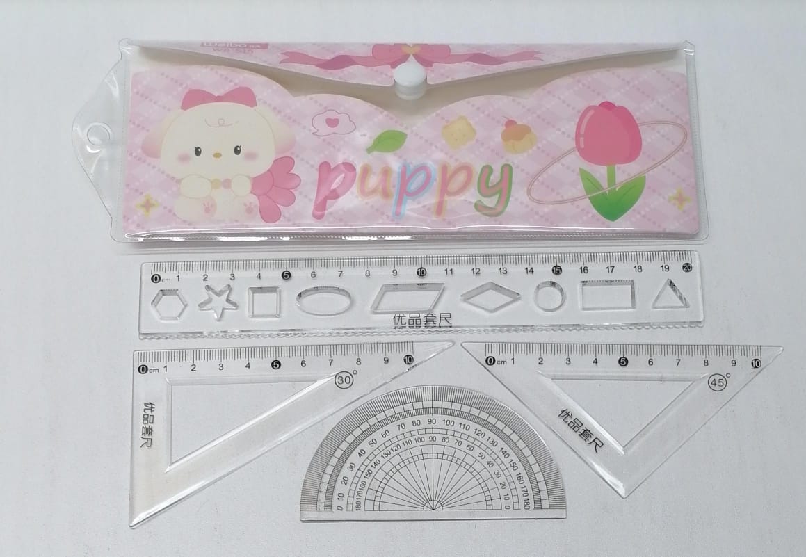 Weibo Stencils & Ruler 4pce "Puppy" Set 201608