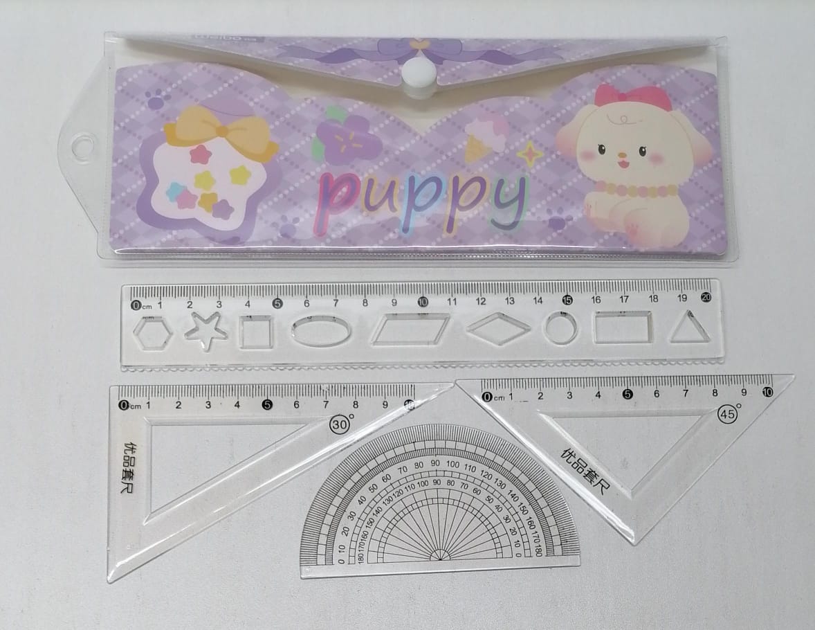 Weibo Stencils & Ruler 4pce "Puppy" Set 201608