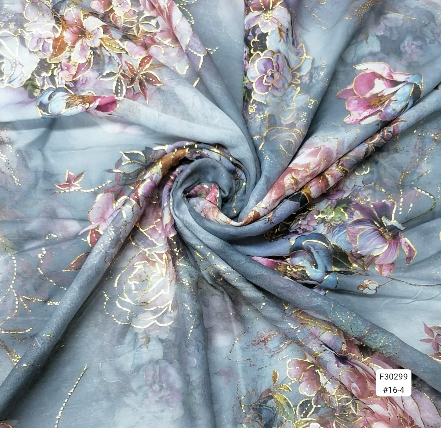 AZ-Zahabun Floral/Gold Embossed Scarf F30299 183x75cm