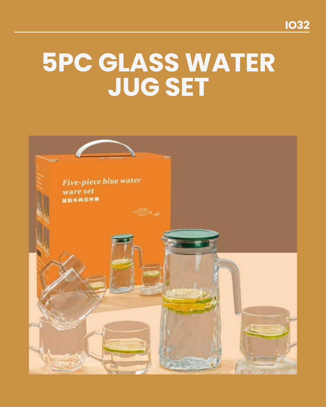 5pc Glass Water Jug Set IO32