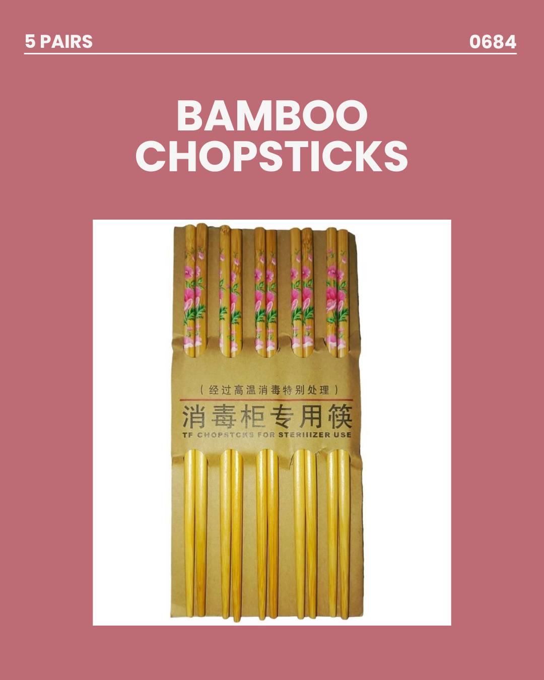 5 Pairs Bamboo Chopsticks 0684