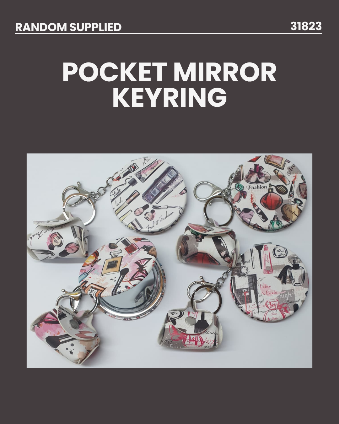 Pocket Mirrror Keyring RANDOMLY SUPPLIED 31823