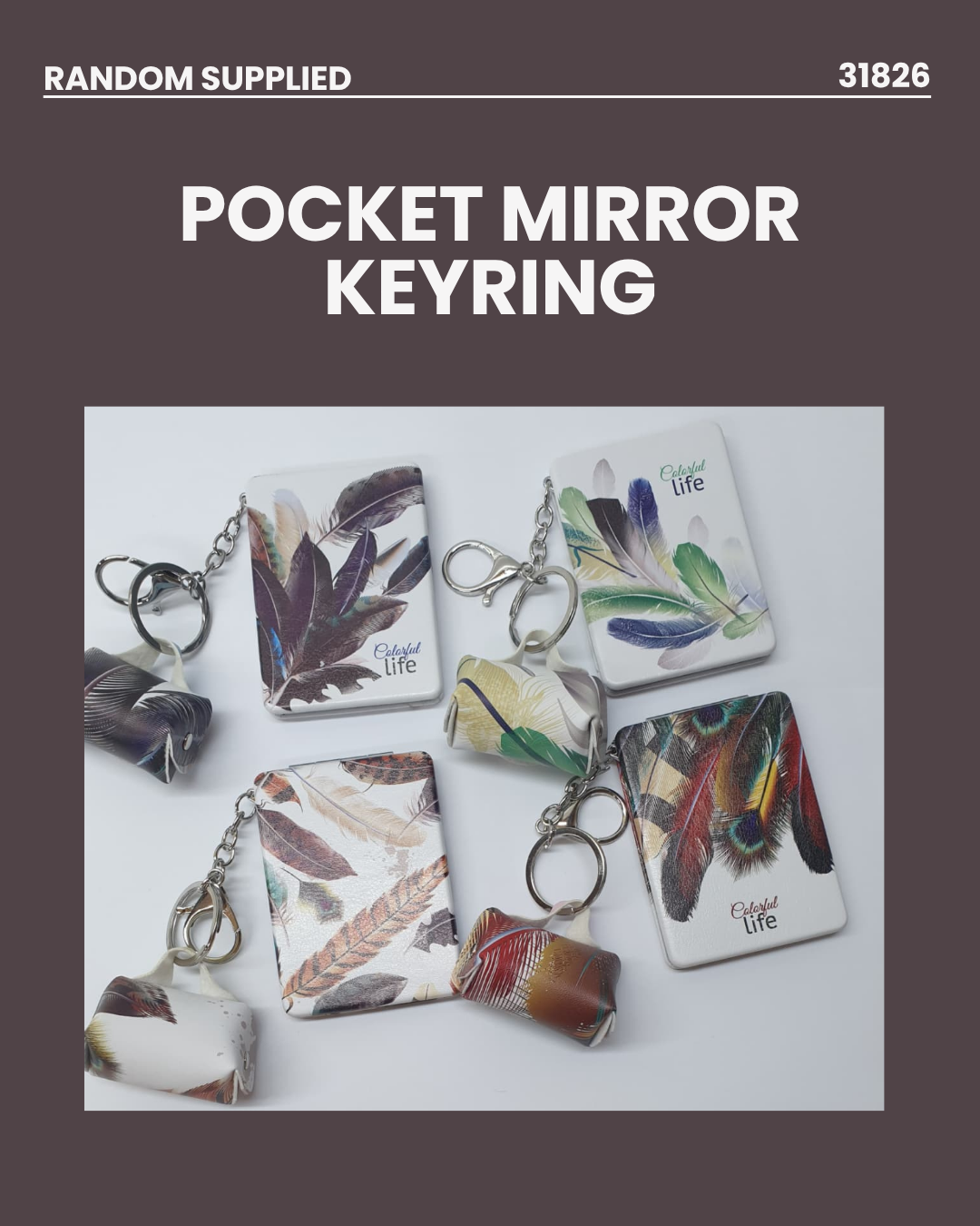 Pocket Mirrror Keyring RANDOMLY SUPPLIED 31826