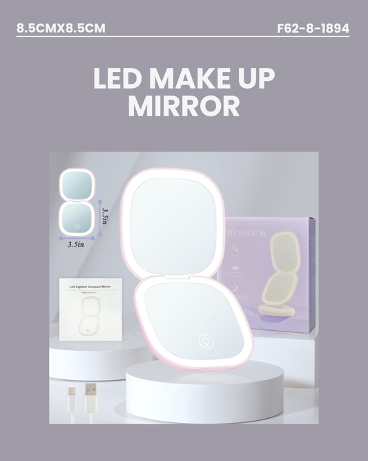 LED Compact Makeup Mirror Approx.8.5x8.5cm F62-8-1894