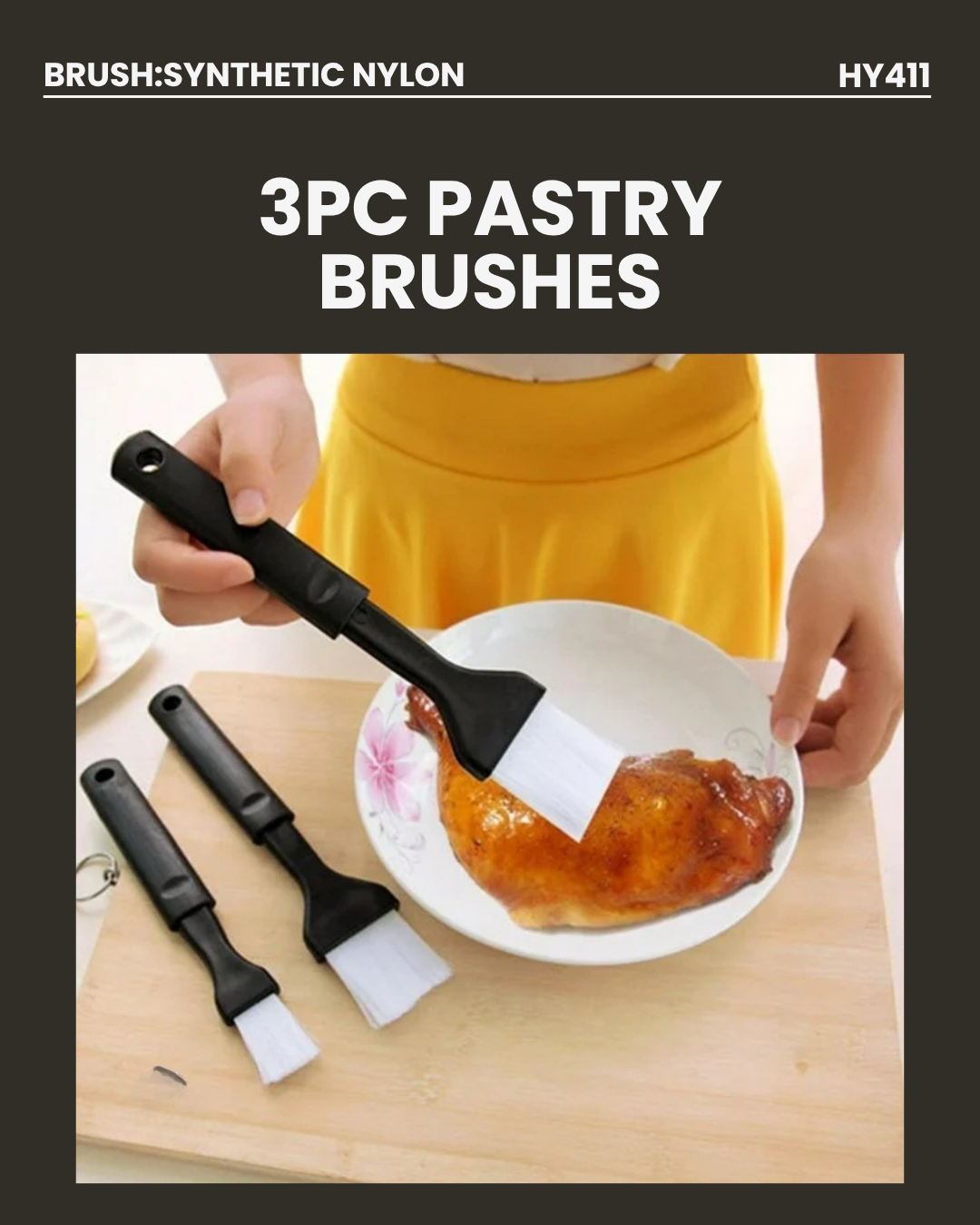 3pc Pastry Brushes HY411