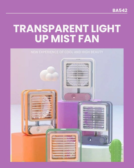 Transparent Light Up Mist Fan 17.5x14.5x5cm BA542