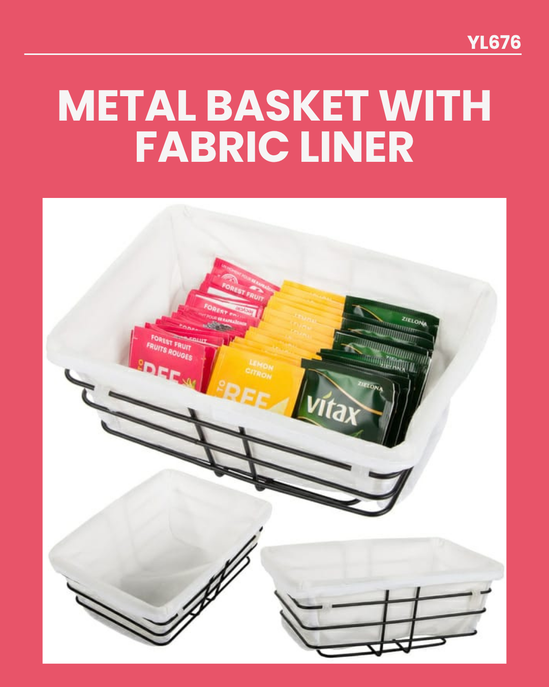 Metal Storage Basket With Fabric Liner YL676/ YL675