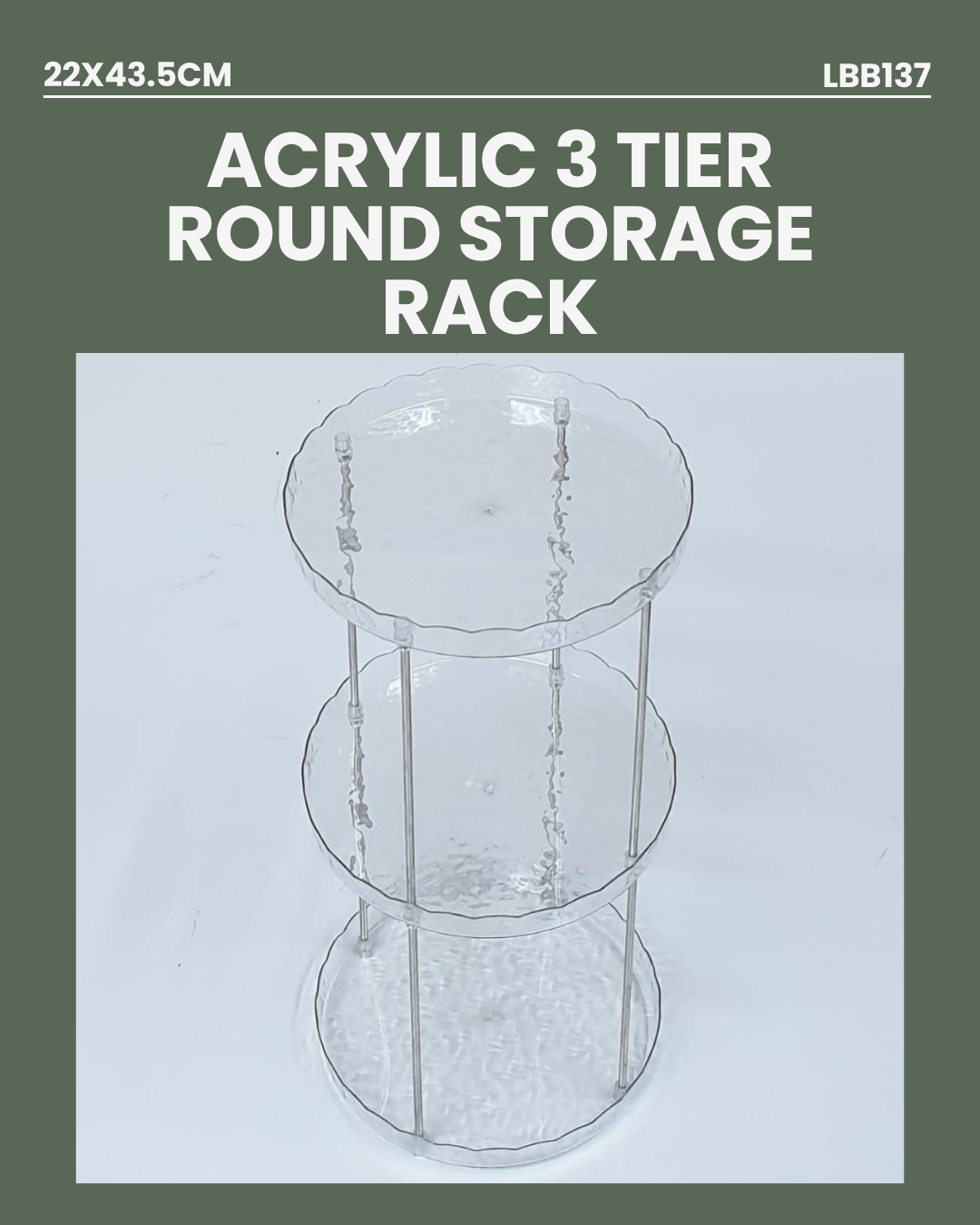 Acrylic 3 Tier Round Storage Rack LBB137