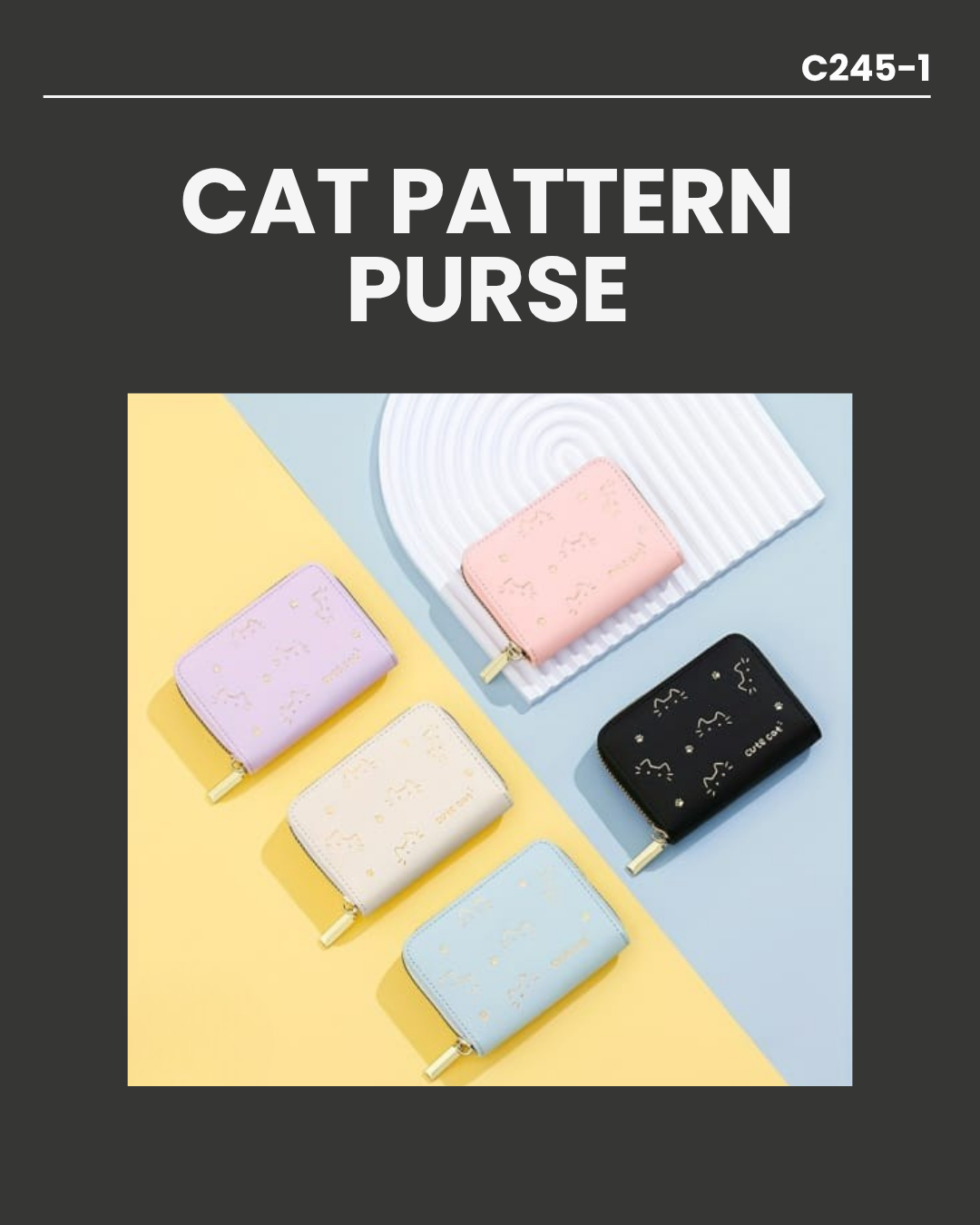 Cat Patterned Purse 11x8cm C245-1
