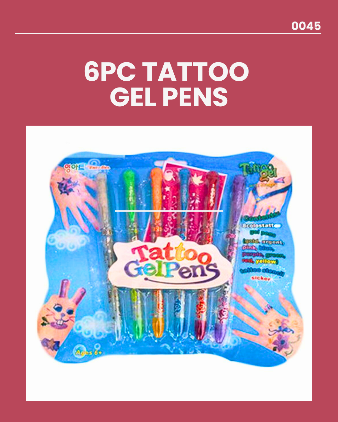 6pc Tattoo Gel Pens 0045