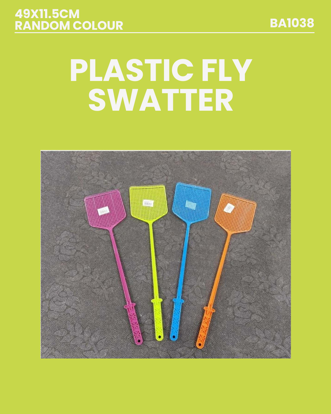 1pc Plastic Fly Swatter 49x11.5cm BA1038