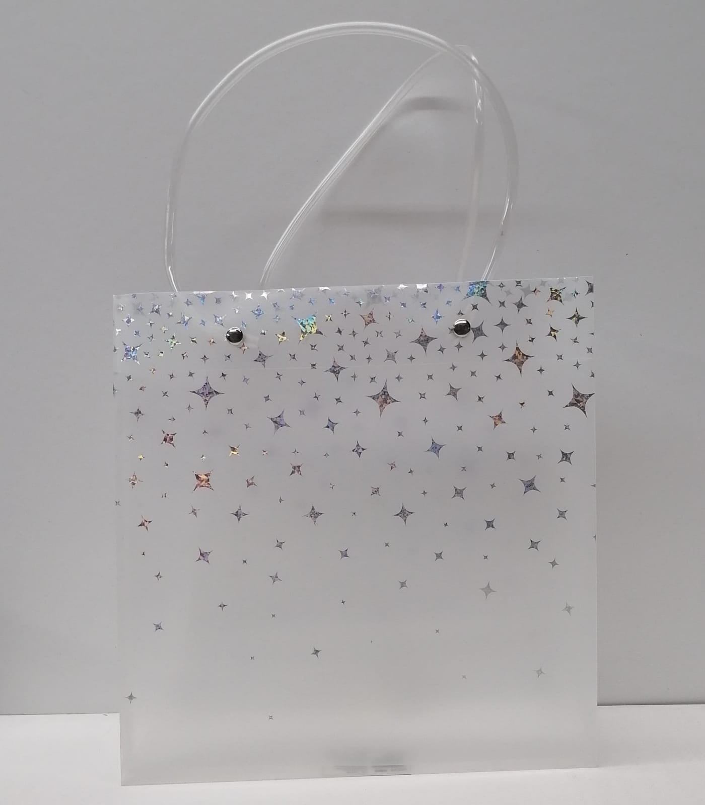 Silver Print Plastic Gift Bag 2840 22x21.5x10cm