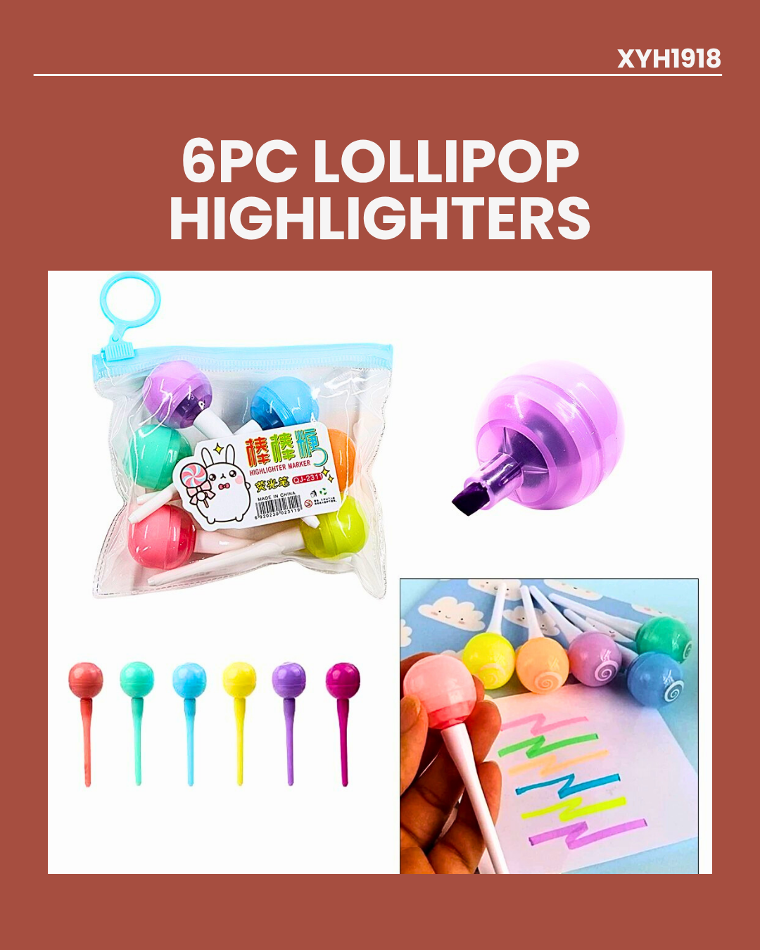 6pc Lollipop Highlighters XYH1918