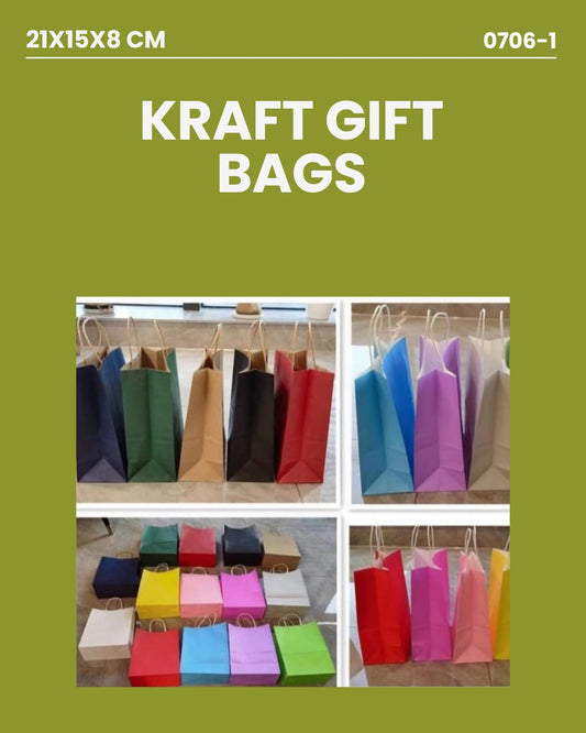 12pc Kraft Gift Bags -21X15X8CM - 0706-1