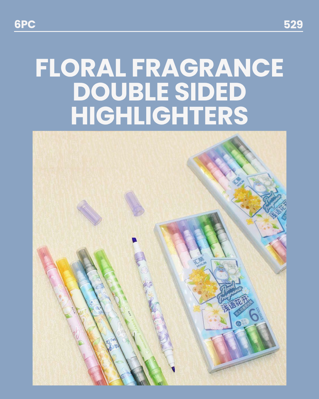 6pc Floral Fragrance Double Sided Highlighters 529