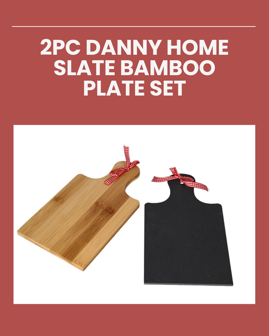 2pc Danny Home Slate Bamboo Plate Set 25x14cm CZT44-30