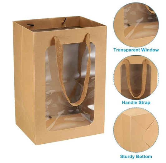 BROWN WINDOW GIFT BAG 25X18X13CM DKR000001M