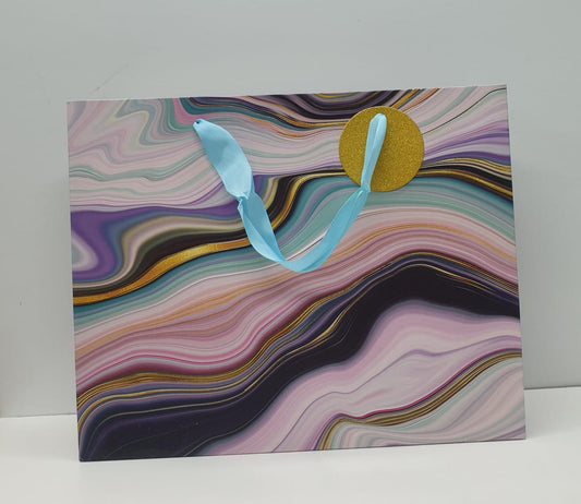 Medium Rectangle Golden Marble Print Gift Bag 0442 33x26.5x10cm