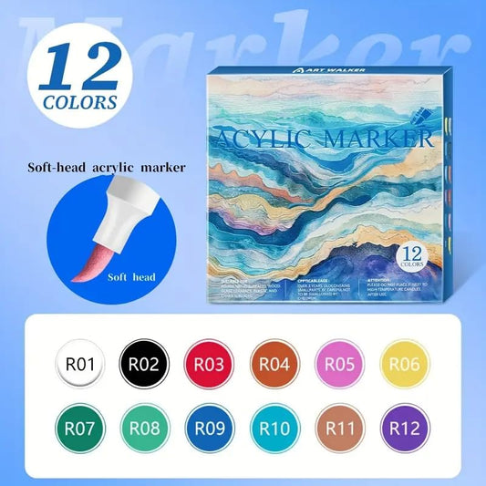 12pc Acrylic Paint Brush Markers 0790