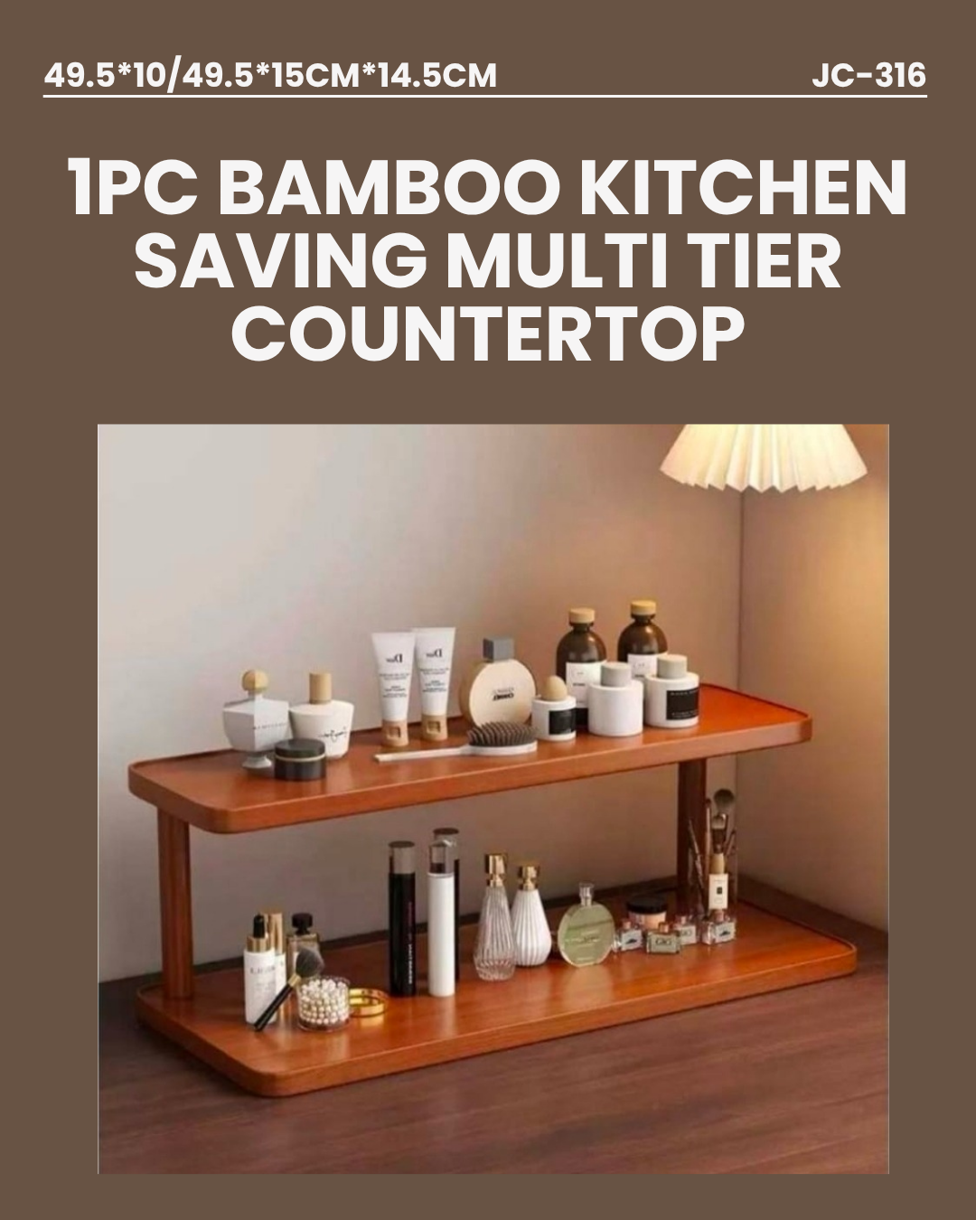 1pc Bamboo Kitchen Saving Multi Tier Countertop JC316