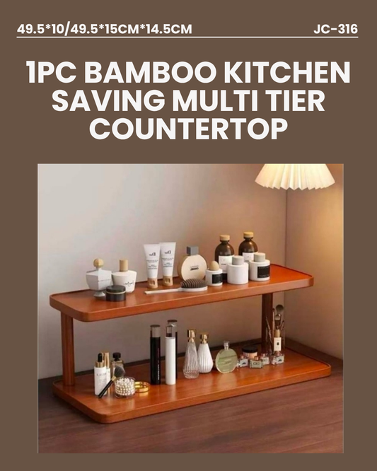 1pc Bamboo Kitchen Saving Multi Tier Countertop JC316