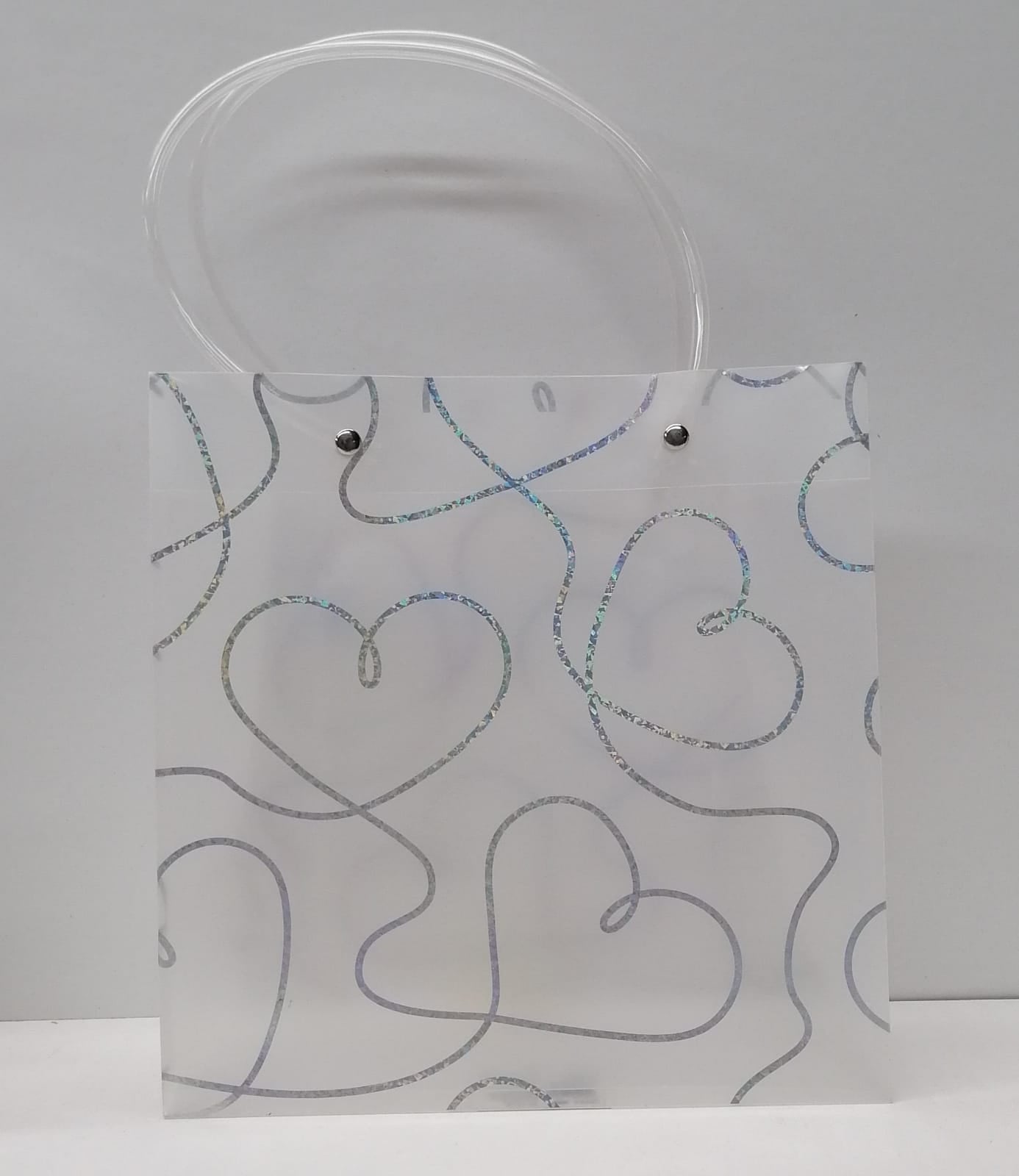 Silver Print Plastic Gift Bag 2840 22x21.5x10cm